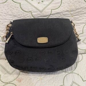 Michael Kors Dark Crossbody Bag with Gold Accents